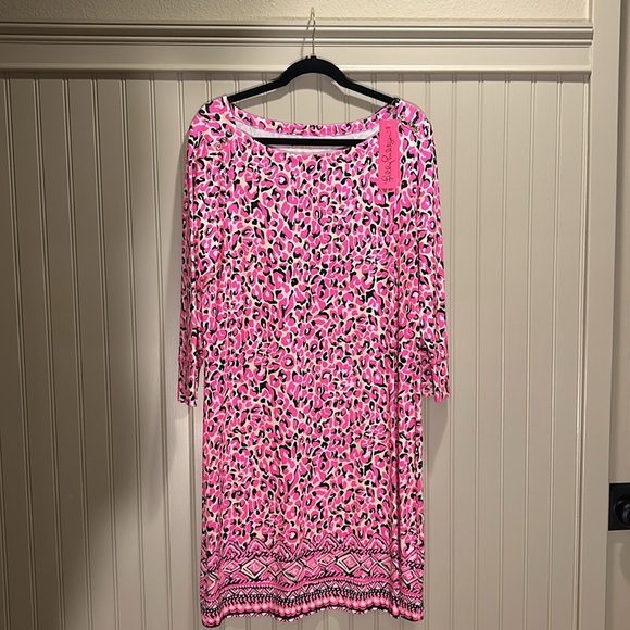 Lilly Pulitzer Sophie Dress NEW WITH TAGS Size XL HOT PINK LEOPARD PRINT - Picture 6 of 11